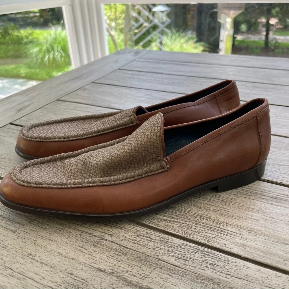Coach Elijah Vintage P910 Monogram Slip On Dress Loafers Mens Size 13D